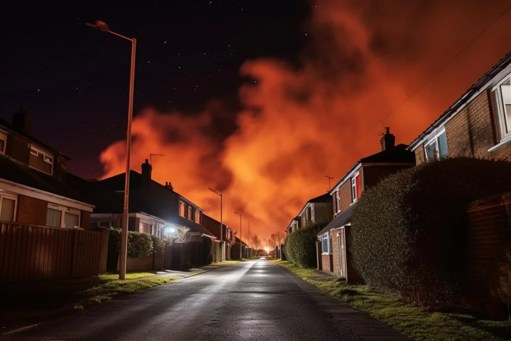 quartier en feu lors des émeutes de juin 2023